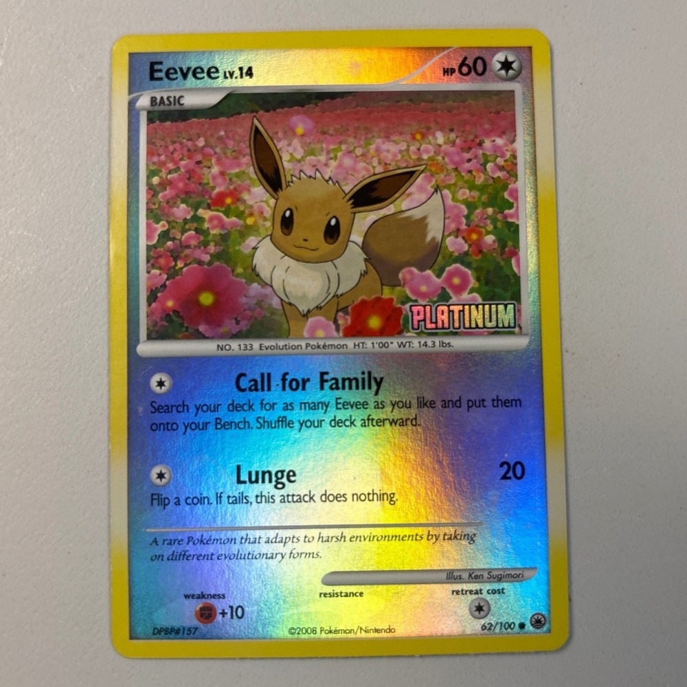 Pokemon Eevee LV.14 Platinum Reverse Holo 62/100 DPBP#157 2008 TCG Card
